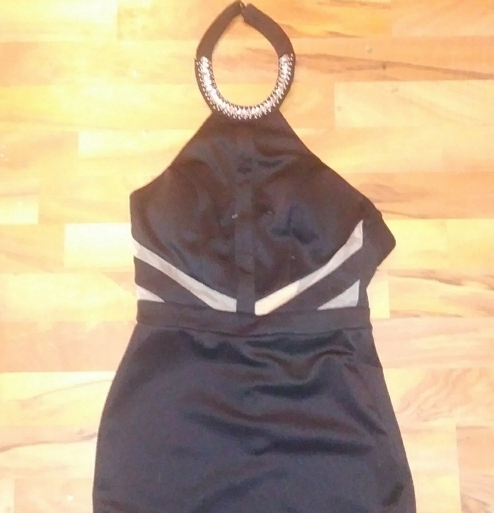 Black and nude tight dress